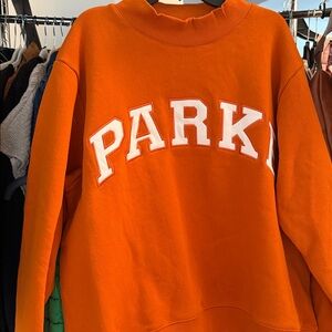 PARKE BACK TO SCHOOL VARSITY SWEATSHIRT in Orange NWOT sz L/XL